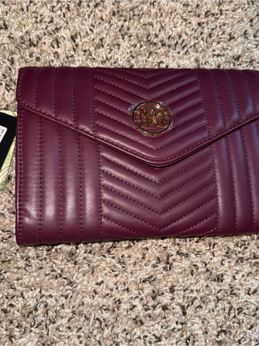 Badgley Mischka Quilted Envelope Clutch in Burgundy